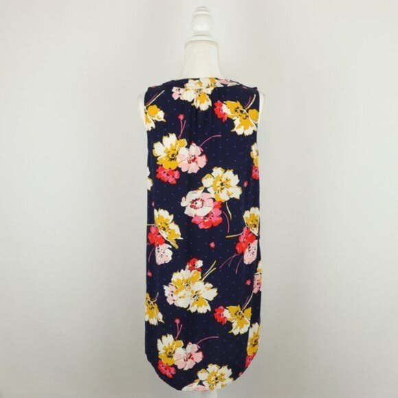 Old Navy Women's Small Blue Yellow Floral V-Neck Sleeveless Woven Sheath Dress - Picture 3 of 6
